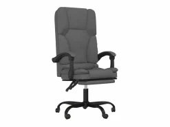 Clicnbuy Silla de oficina reclinable con masaje de tela oscuro Gris