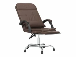 Outlet Clicnbuy Silla de oficina reclinable masaje cuero sintético marrón Marru00f3n