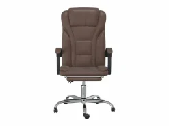 Clicnbuy Silla de oficina reclinable cuero sintético marrón