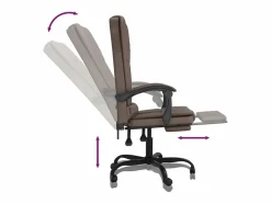 Best Silla de oficina reclinable masaje cuero sintético marrón Silla De Oficina