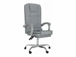 Hot Silla de oficina reclinable con masaje de tela claro Silla De Oficina