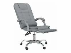 Hot Silla de oficina reclinable con masaje de tela claro Silla De Oficina