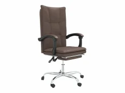 Sale Clicnbuy Silla de oficina reclinable cuero sintético marrón Marru00f3n