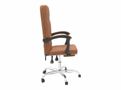 Clicnbuy Silla de oficina reclinable cuero sintético marrón