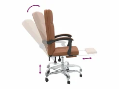 Clicnbuy Silla de oficina reclinable cuero sintético marrón