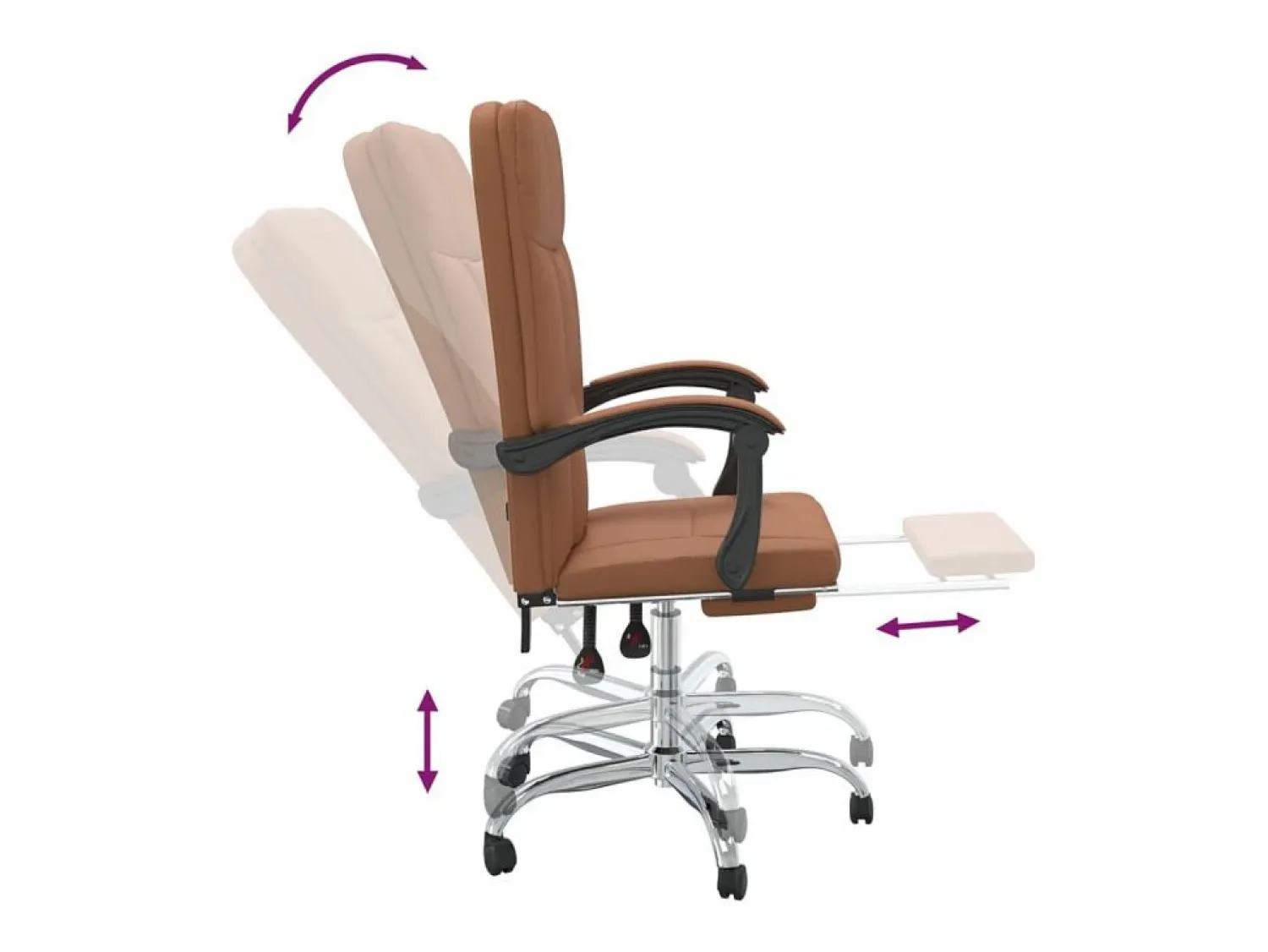 Clicnbuy Silla de oficina reclinable cuero sintético marrón