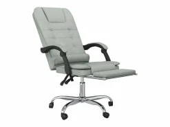 Clicnbuy Silla de oficina reclinable con masaje terciopelo claro