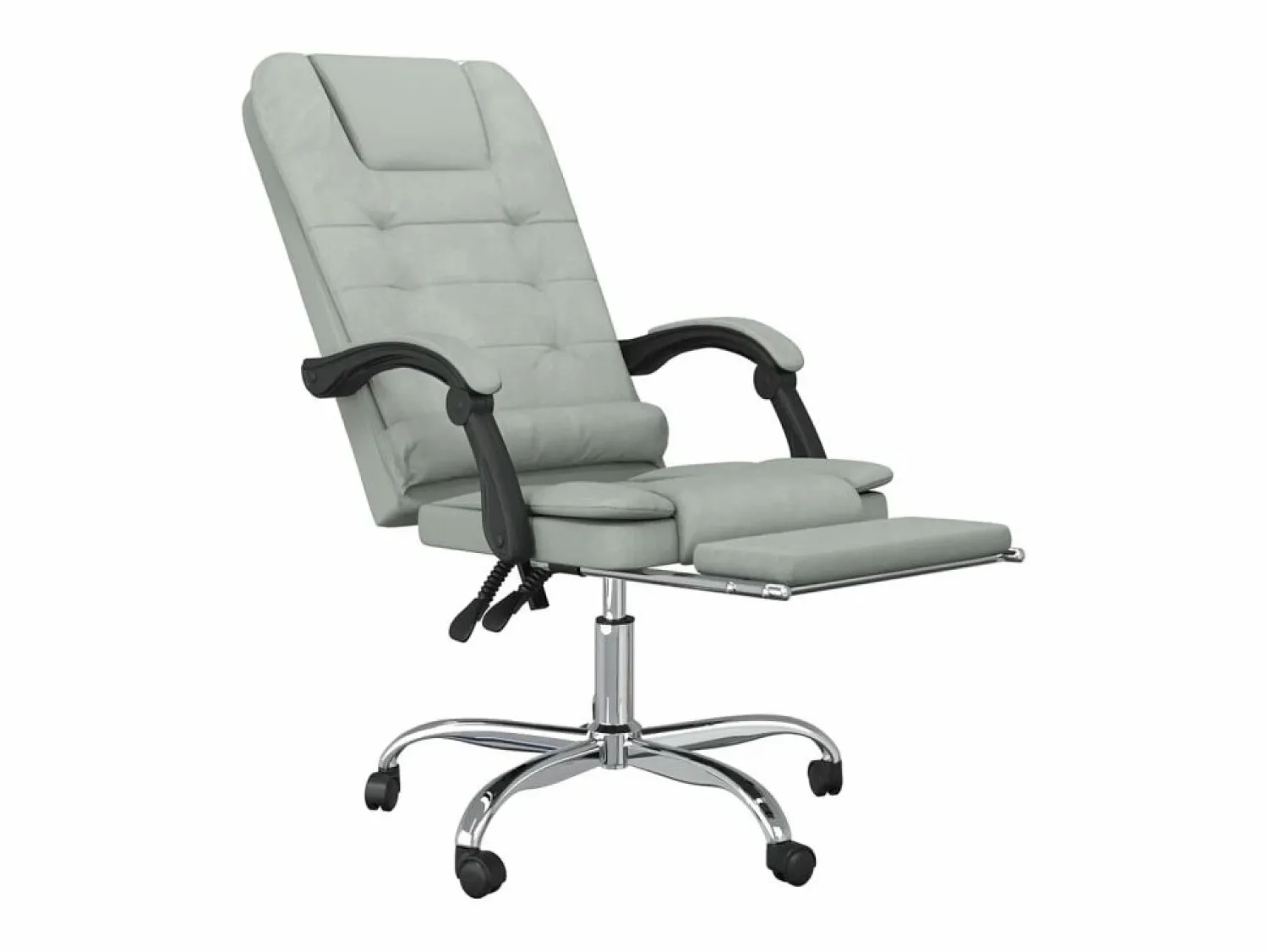 Clicnbuy Silla de oficina reclinable con masaje terciopelo claro