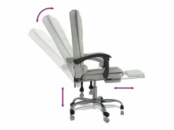 Clicnbuy Silla de oficina reclinable con masaje terciopelo claro