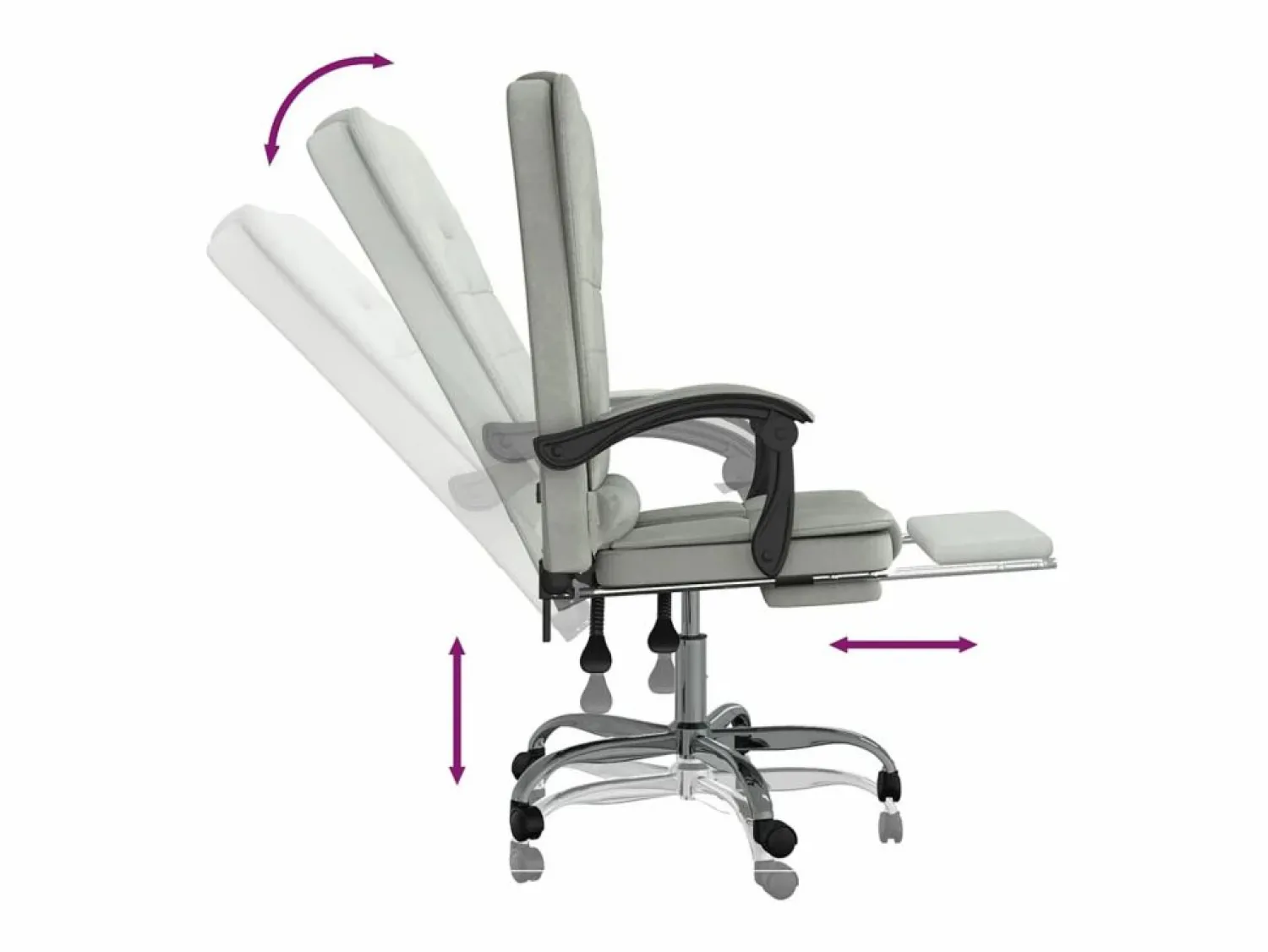 Clicnbuy Silla de oficina reclinable con masaje terciopelo claro