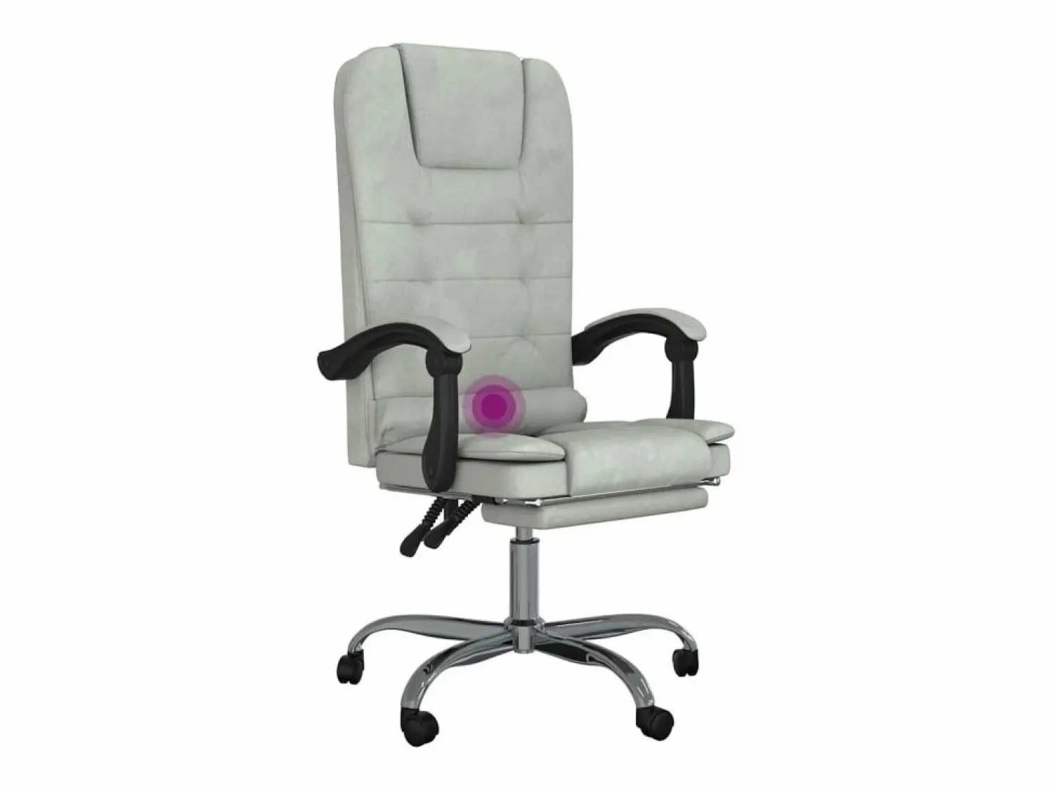 Clicnbuy Silla de oficina reclinable con masaje terciopelo claro