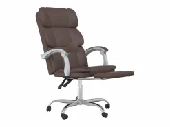 Clicnbuy Silla de oficina reclinable cuero sintético marrón