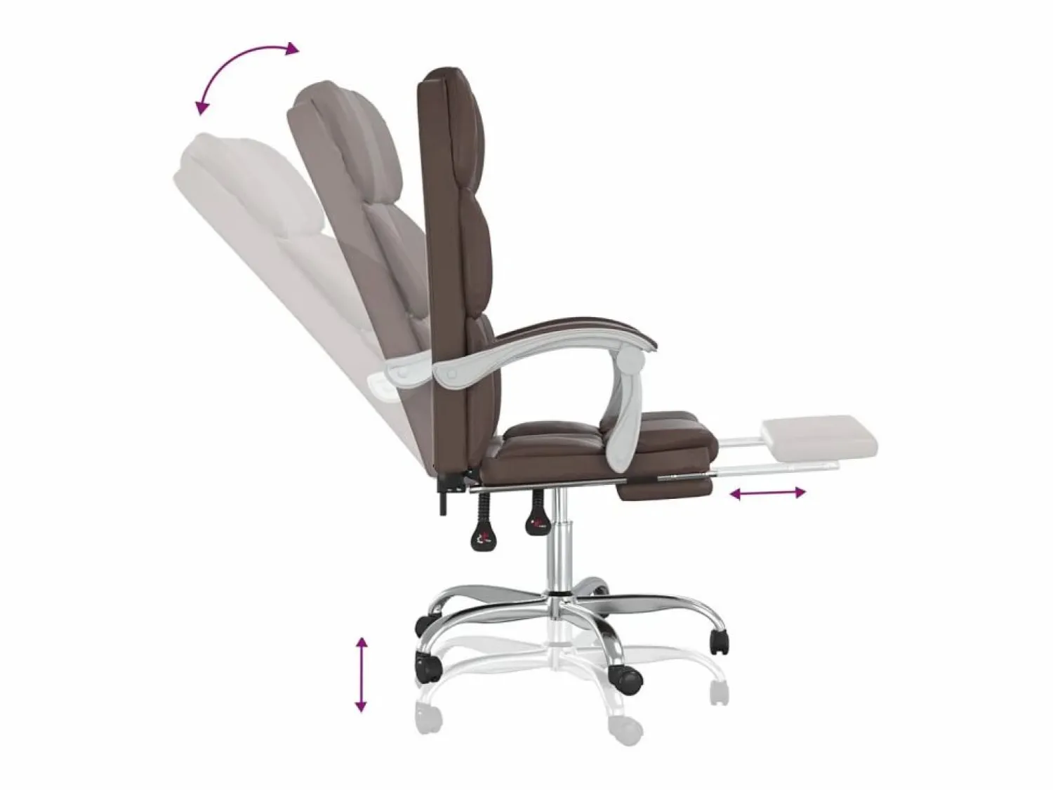 Clicnbuy Silla de oficina reclinable cuero sintético marrón