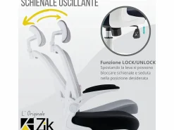 Best Silla de oficina Silla ergonómica Soporte lumbar con reposabrazos y reposacabezas oscilante, y gris - ZIK Silla De Oficina