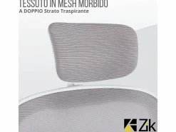 Best Silla de oficina Silla ergonómica Soporte lumbar con reposabrazos y reposacabezas oscilante, y gris - ZIK Silla De Oficina