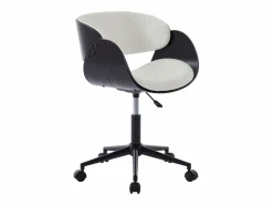 Vente-unique Silla de oficina tela de bucle y metal blanco y negro altura ajustable - JELSA