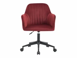 Best Vente-unique Silla de oficina terciopelo burdeos y negro altura regulable - ELEANA Granate