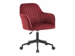 Best Vente-unique Silla de oficina terciopelo burdeos y negro altura regulable - ELEANA Granate