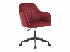 Best Vente-unique Silla de oficina terciopelo burdeos y negro altura regulable - ELEANA Granate