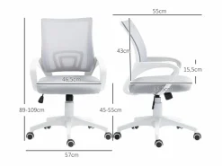 Sale Silla de oficina Waco basculante con reposabrazos + ruedas 89-109x57x55 cm Silla De Escritorio