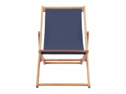 Silla de playa plegable de tela y estructura de madera ES57074 Azul