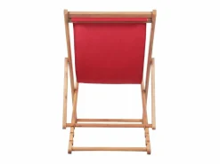 Silla de playa plegable de tela y estructura de madera roja ES78892