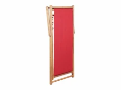 Silla de playa plegable de tela y estructura de madera roja ES78892