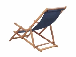 Sale Silla de playa plegable de tela y estructura de madera ES92977 Tumbona