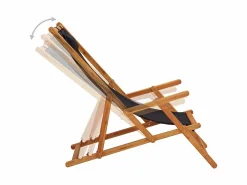 Silla de playa plegable madera maciza de eucalipto y tela negra ES65781