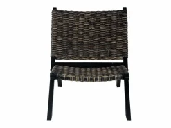 Clicnbuy Silla de ratán kubu natural y madera maciza de caoba