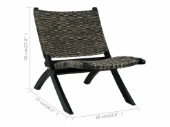 Clicnbuy Silla de ratán kubu natural y madera maciza de caoba
