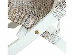 Clicnbuy Silla de ratán kubu natural y madera maciza de caoba Blanco