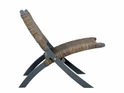 Discount vidaxl Silla de ratán kubu natural y madera maciza de caoba Gris
