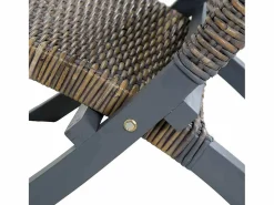 Discount vidaxl Silla de ratán kubu natural y madera maciza de caoba Gris