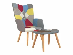 Sale Silla de relajación con reposapiés tela patchwork Sillón
