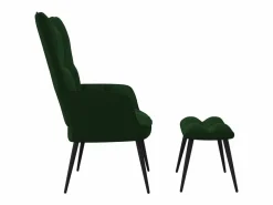 Outlet Clicnbuy Silla de relajación con taburete terciopelo oscuro Verde