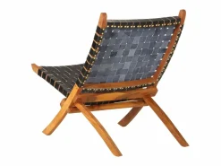 vidaxl Silla de relax plegable cuero auténtico