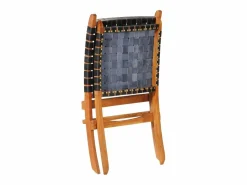 vidaxl Silla de relax plegable cuero auténtico