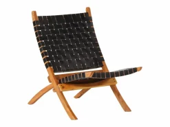 vidaxl Silla de relax plegable cuero auténtico