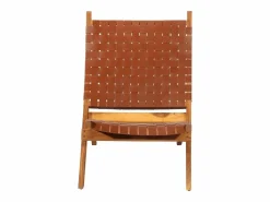 Discount Silla de relax plegable cuero auténtico marrón Sillón De Piel