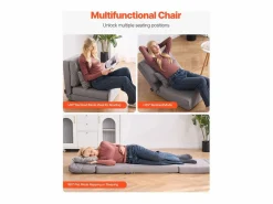 Silla de Suelo SucceBuy Silla de Suelo Convertible con 5 Posiciones Ajustables, Sofá Cama Tapizado con Respaldo Ajustable, Estructura de Metal y Cojín