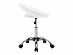 Clearance Silla de trabajo con ruedas de piel sintética blanca Blanco