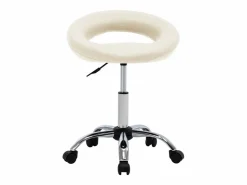 Clearance Clicnbuy Silla de trabajo con ruedas cuero sintético Crema