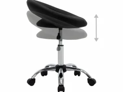 Hot Silla de trabajo con ruedas cuero sintético ES18187 Negro