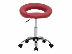 Hot Silla de trabajo con ruedas cuero sintético rojo tinto Taburete De Oficina