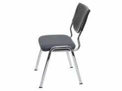Outlet MCW Silla de visita H401 Apilable (juego de 2), asiento gris oscuro, patas cromadas Gris antracita / Plateado