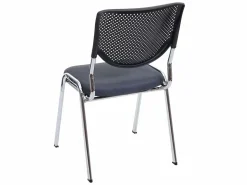 Outlet MCW Silla de visita H401 Apilable (juego de 2), asiento gris oscuro, patas cromadas Gris antracita / Plateado