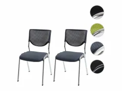 Outlet MCW Silla de visita H401 Apilable (juego de 2), asiento gris oscuro, patas cromadas Gris antracita / Plateado