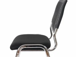 MCW Silla de visita H401 Apilable (juego de 2), asiento negro, patas cromadas