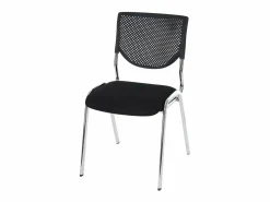 MCW Silla de visita H401 Apilable (juego de 2), asiento negro, patas cromadas